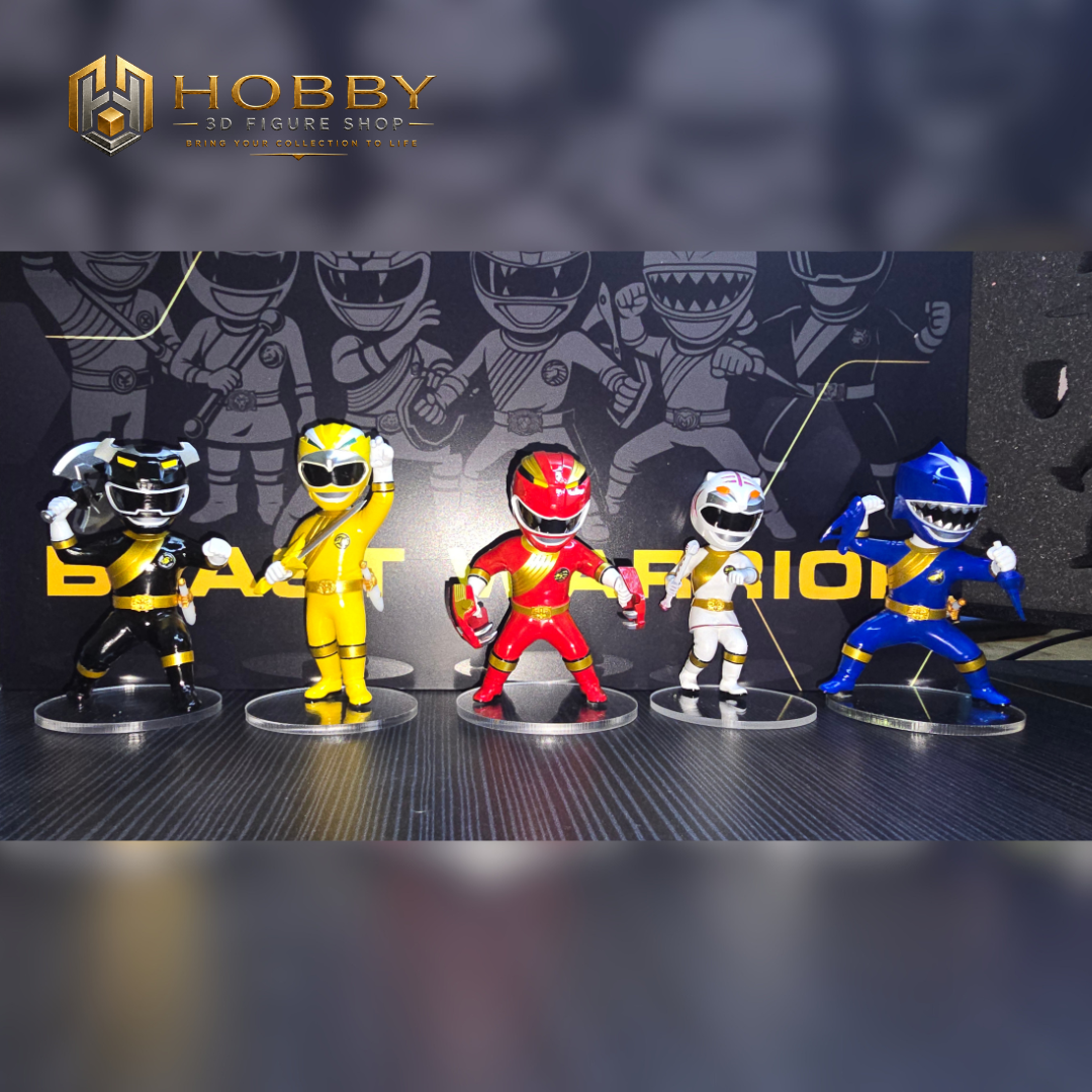 Chibi Wild Force Ranger Set of 5 Figures | 8cm Collectable Wild Force Ranger Set from Power Rangers | Gift for Collectors