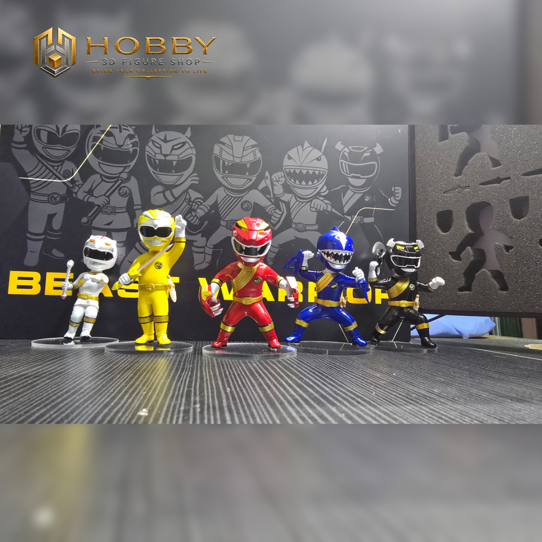 Chibi Wild Force Ranger Set of 5 Figures | 8cm Collectable Wild Force Ranger Set from Power Rangers | Gift for Collectors