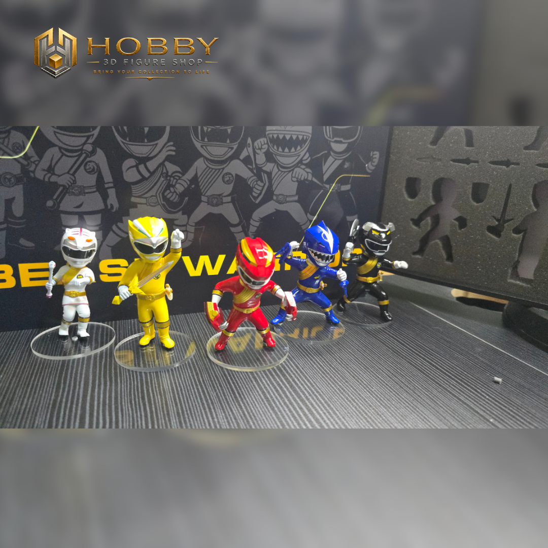 Chibi Wild Force Ranger Set of 5 Figures | 8cm Collectable Wild Force Ranger Set from Power Rangers | Gift for Collectors