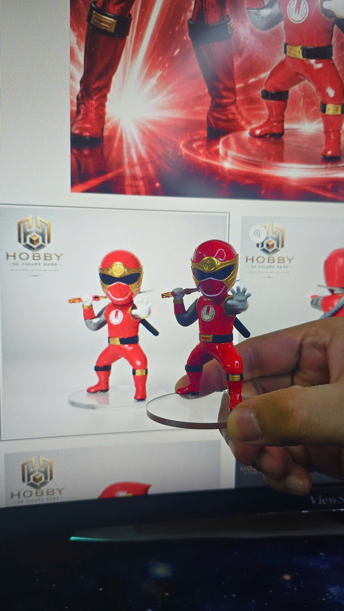 Chibi Ninja Storm Red Wind Ranger Figure | 8cm Collectable Ninja Storm Red Ranger from Power Rangers | Gift for Collectors