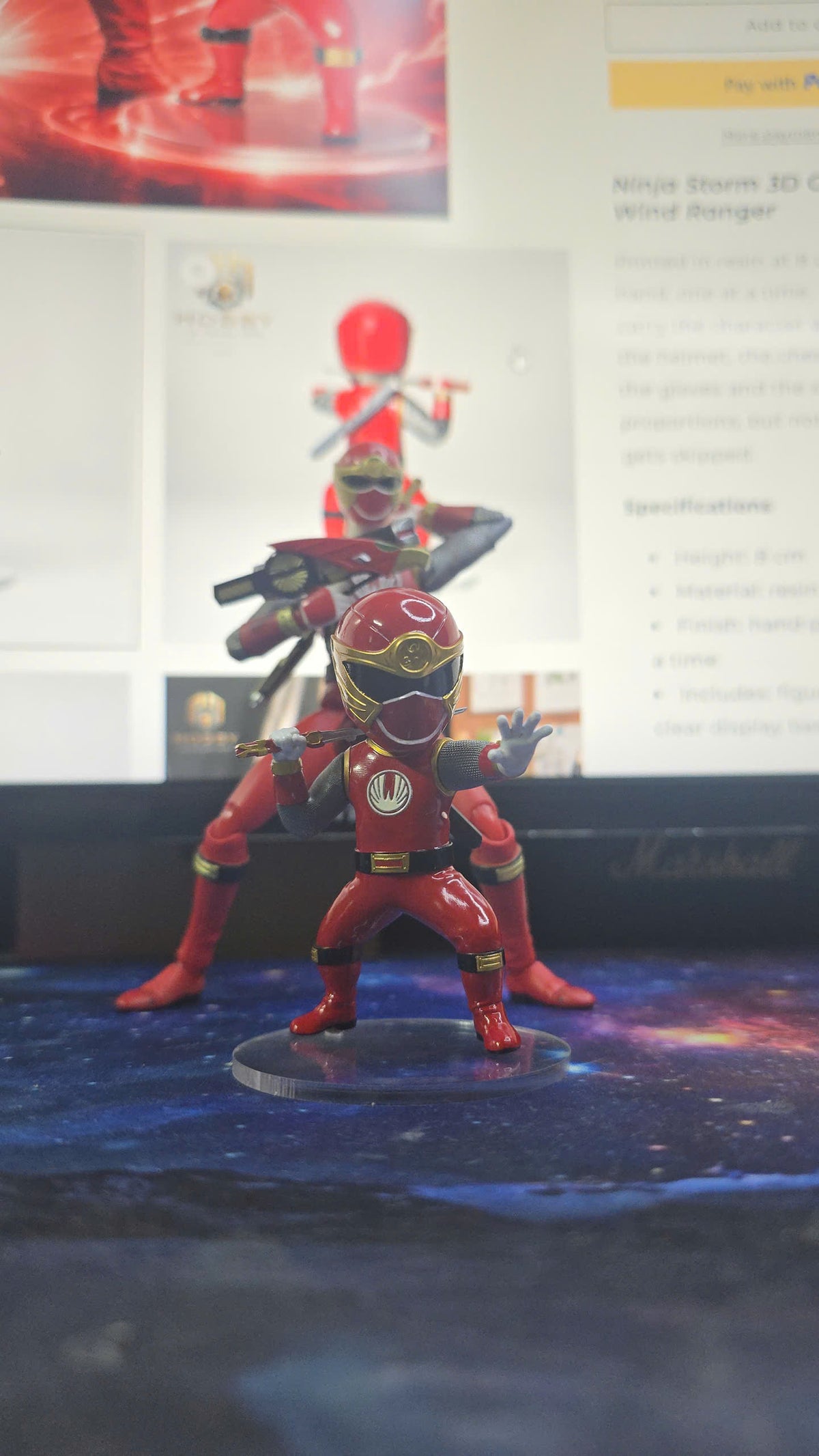 Chibi Ninja Storm Red Wind Ranger Figure | 8cm Collectable Ninja Storm Red Ranger from Power Rangers | Gift for Collectors