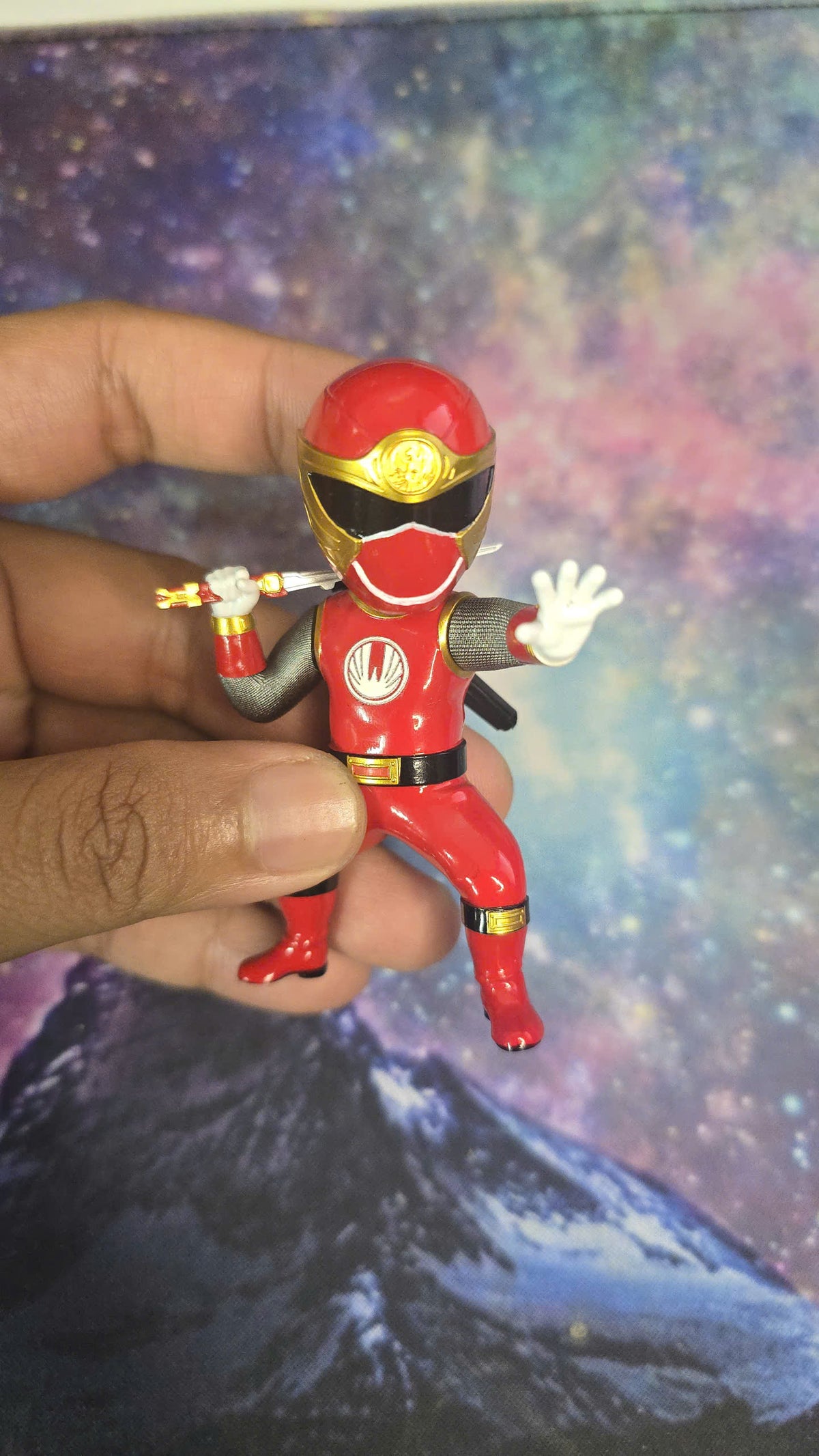 Chibi Ninja Storm Red Wind Ranger Figure | 8cm Collectable Ninja Storm Red Ranger from Power Rangers | Gift for Collectors