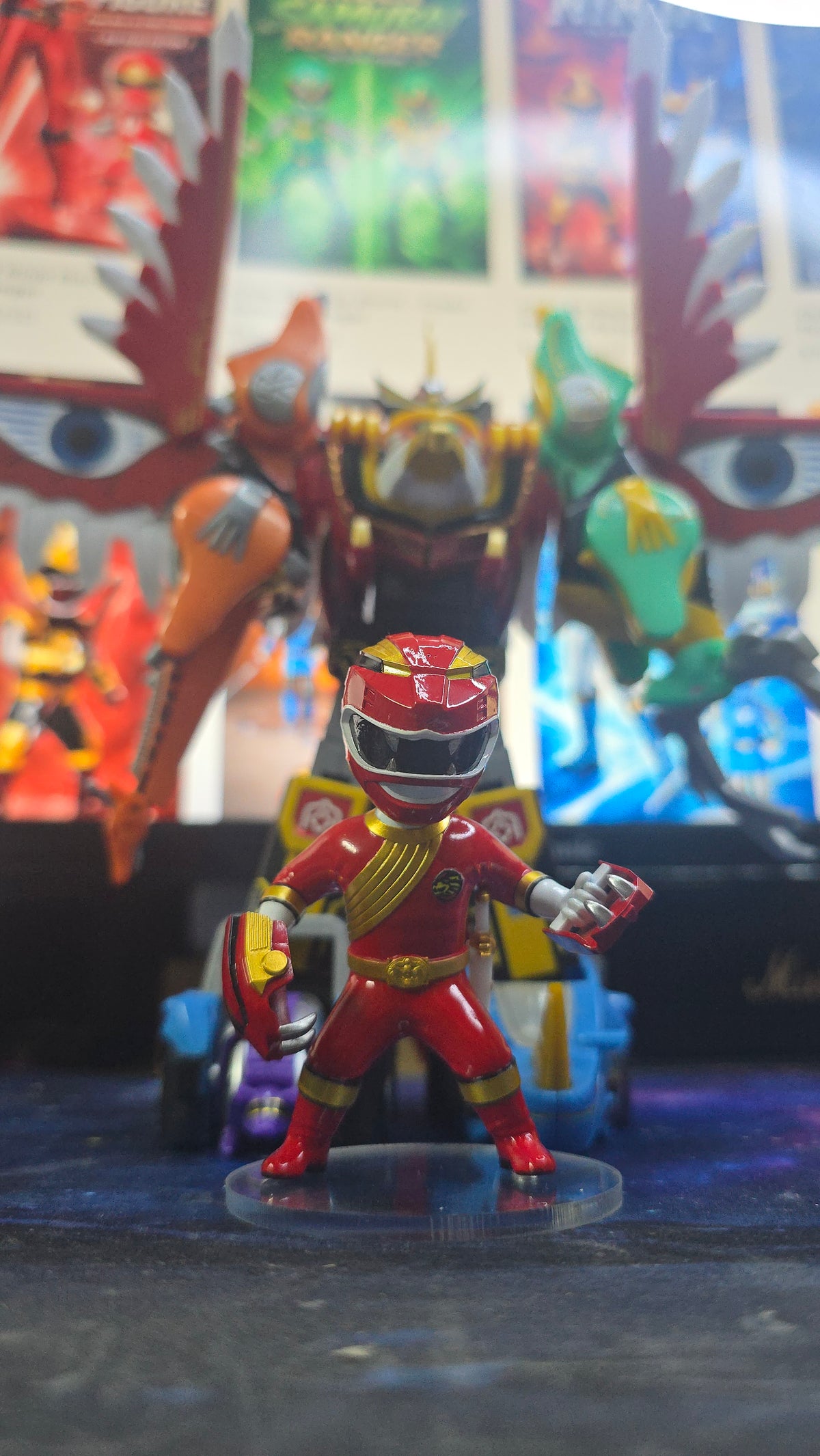 Chibi Wild Force Red Lion Ranger Figure | 8cm Collectable Wild Force Red Ranger from Power Rangers | Gift for Collectors