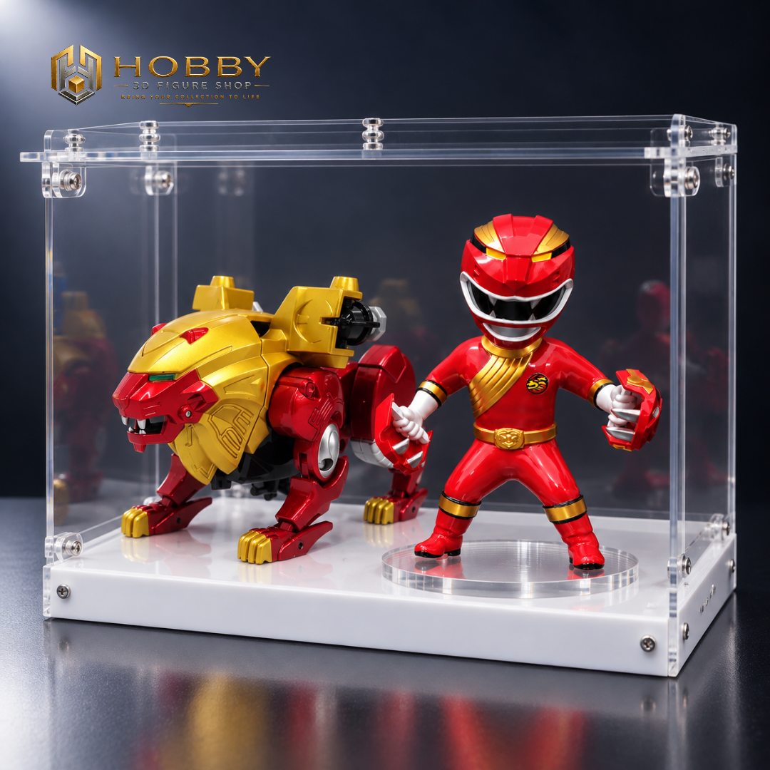 Chibi Wild Force Red Lion Ranger Figure | 8cm Collectable Wild Force Red Ranger from Power Rangers | Gift for Collectors