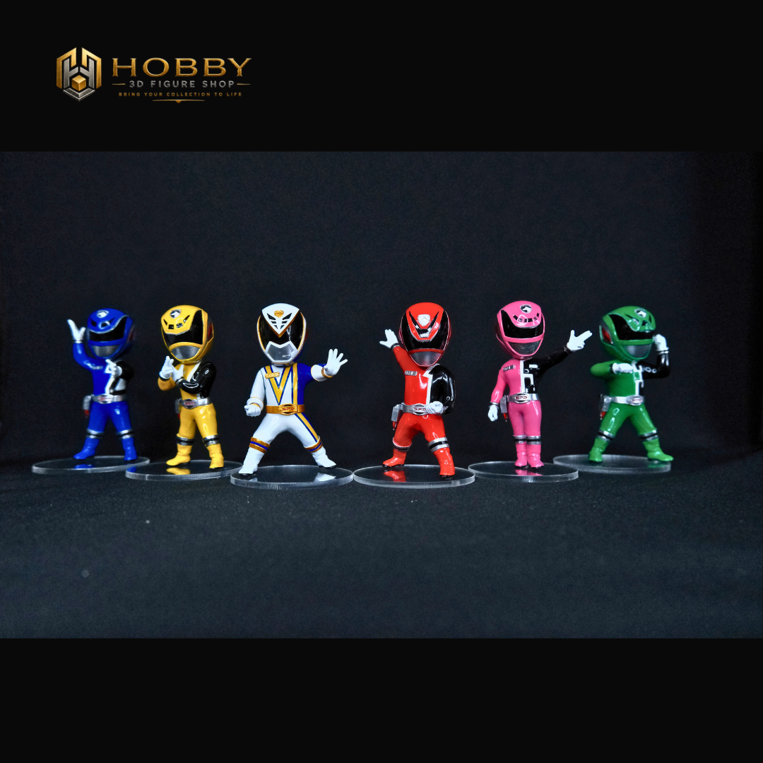 Chibi S.P.D. Emergency Full Team Set of 6 Figures | 8cm Collectable S.P.D. Ranger Set from Power Rangers | Gift for Collectors