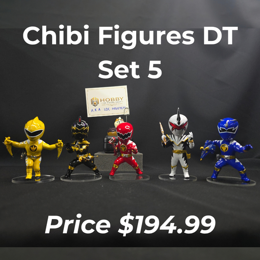 Chibi Dino Thunder Ranger Set of 5 Figures | 8cm Collectable Dino Thunder Ranger Set from Power Rangers | Gift for Collectors