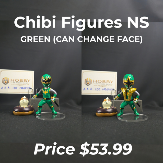 Chibi Ninja Storm Green Samurai Ranger Figure | 8cm Collectable Ninja Storm Green Ranger from Power Rangers | Gift for Collectors